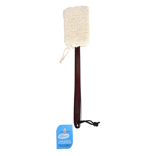 Wood Bath Brush with Terry Bath Sponge